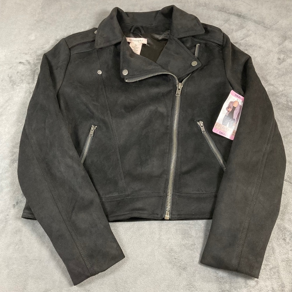 Philosophy Republic Clothing Black Faux Leather Moto Jacket Womens Small